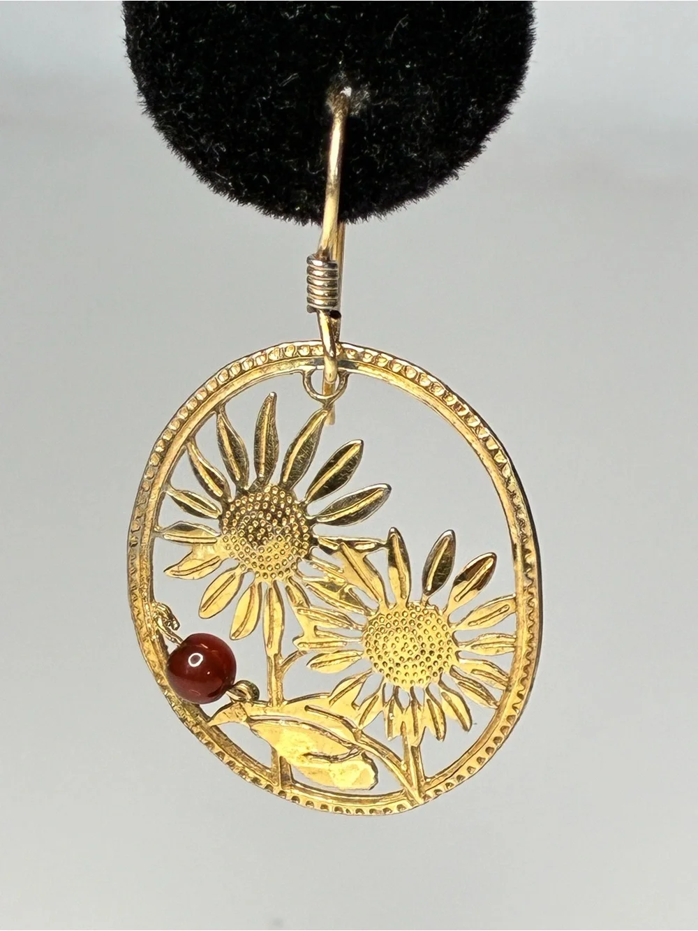 Lot of 2 Signed Dangling Earrings Diamond Cut Eagles  & Golden Beaded Floral EUC
